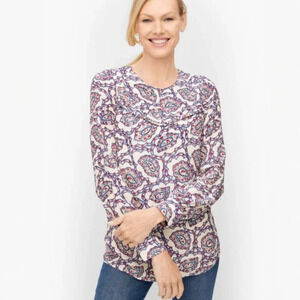 Talbots Paisley Pintuck Yoke Blouse